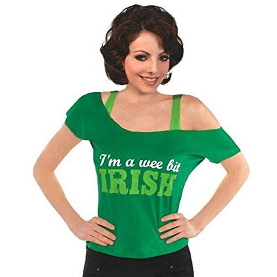 St. Patricks Day "Im A Wee Bit Irish" T-Shirt Lucky Irish Green size O/S Amscan
