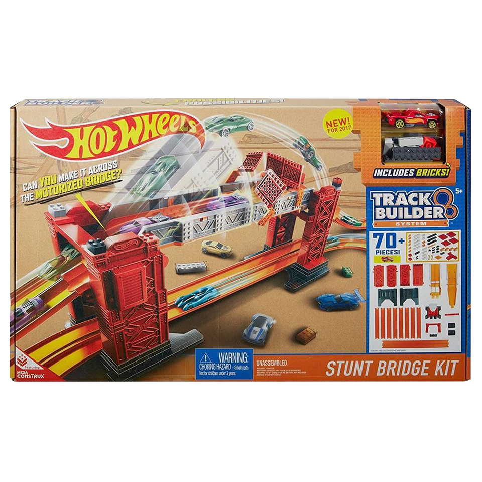 Hot Wheels Track Builder Stunt Bridge Kit Motorized 70+ Pieces
