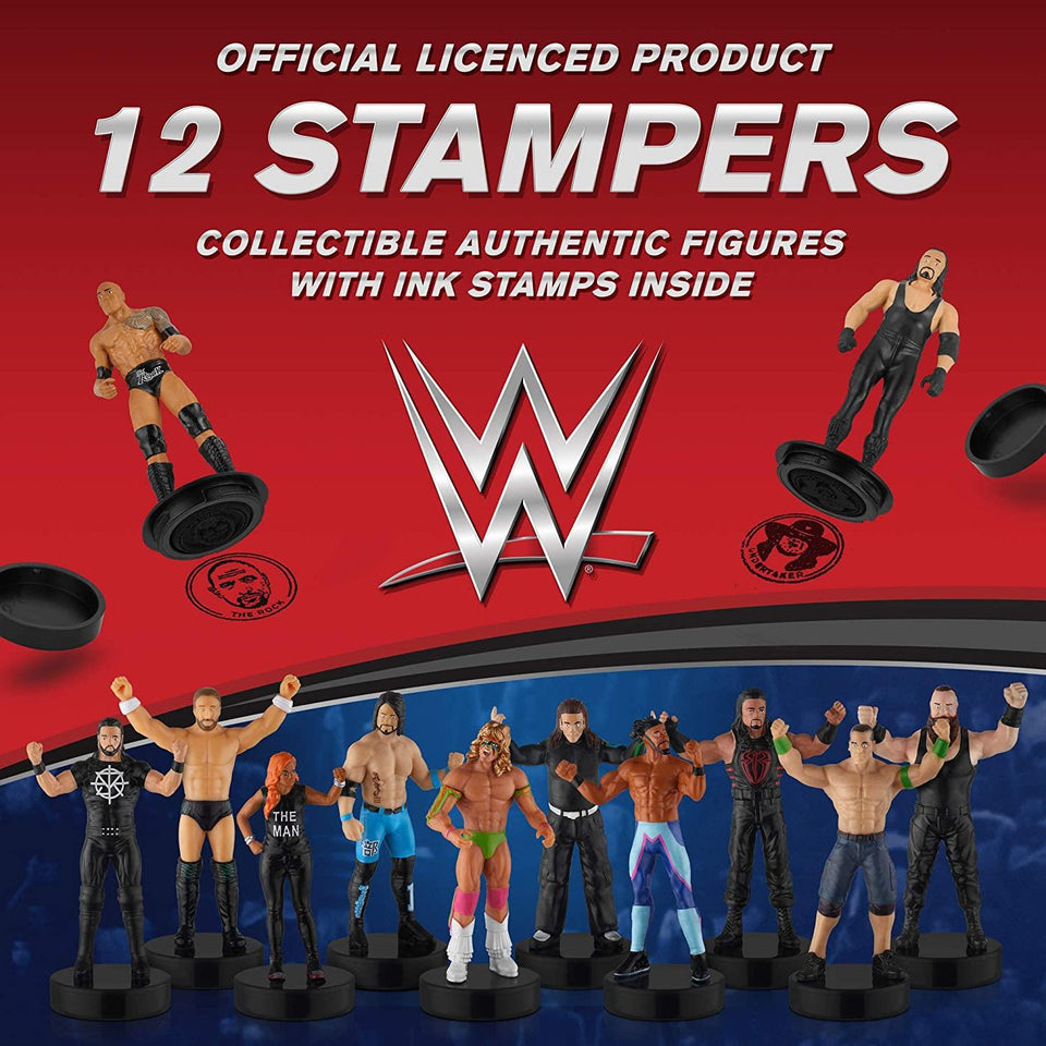 WWE Stampers 12pk Smackdown Champion Character Figures Deluxe Set Box PMI International