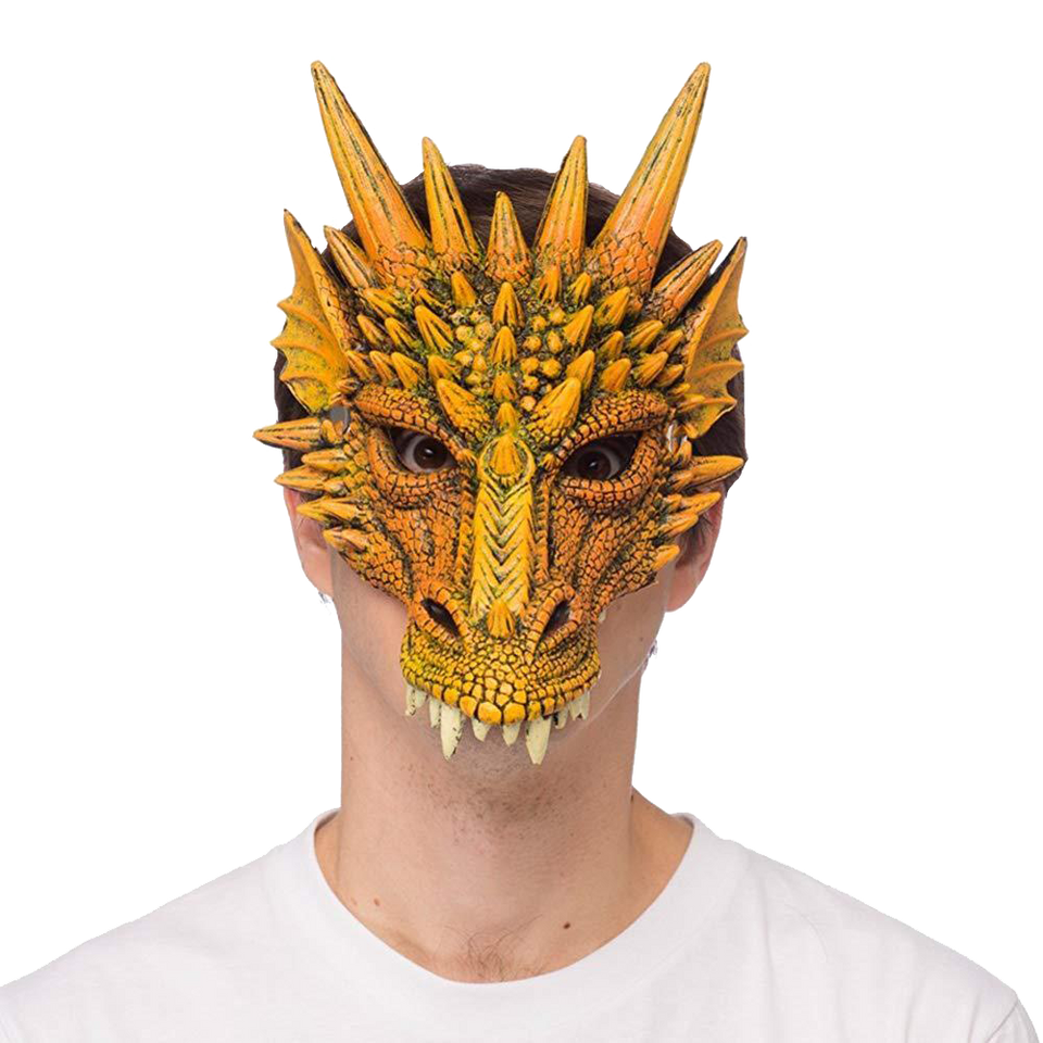 Mythical Orange Dragon Mask Super soft Adult Costume Accessory