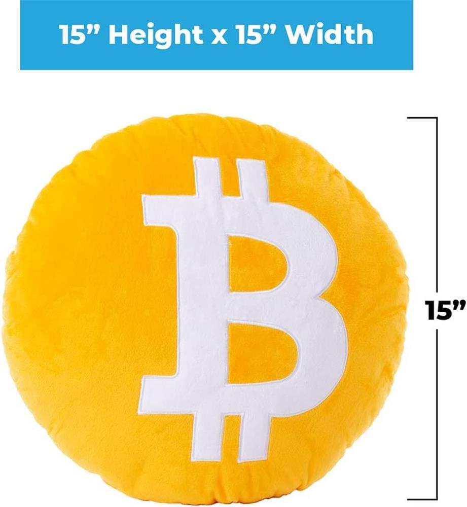 Mighty Mojo Bitcoin Gold Coin 15" Logo Throw Pillow Home Decor