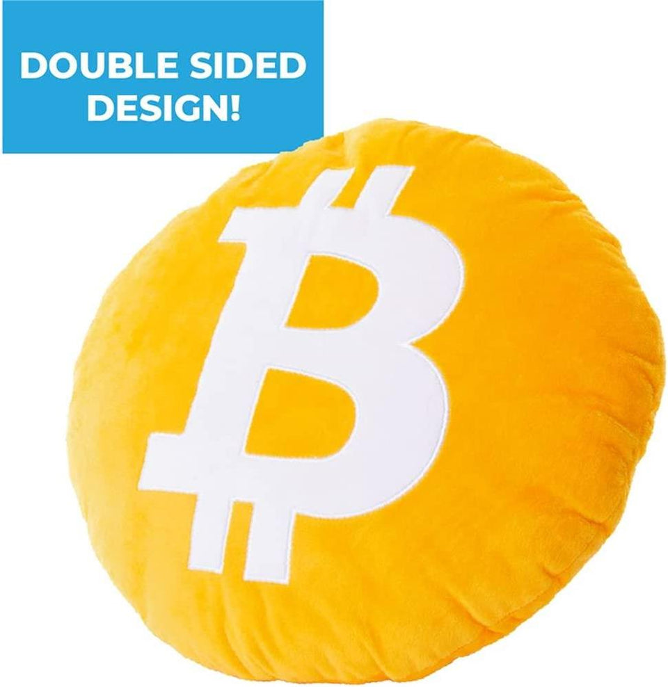 Mighty Mojo Bitcoin Gold Coin 15" Logo Throw Pillow Home Decor