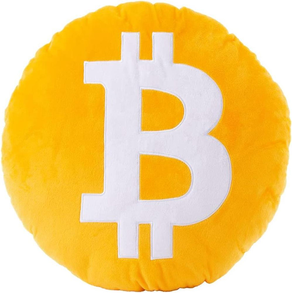 Mighty Mojo Bitcoin Gold Coin 15" Logo Throw Pillow Home Decor