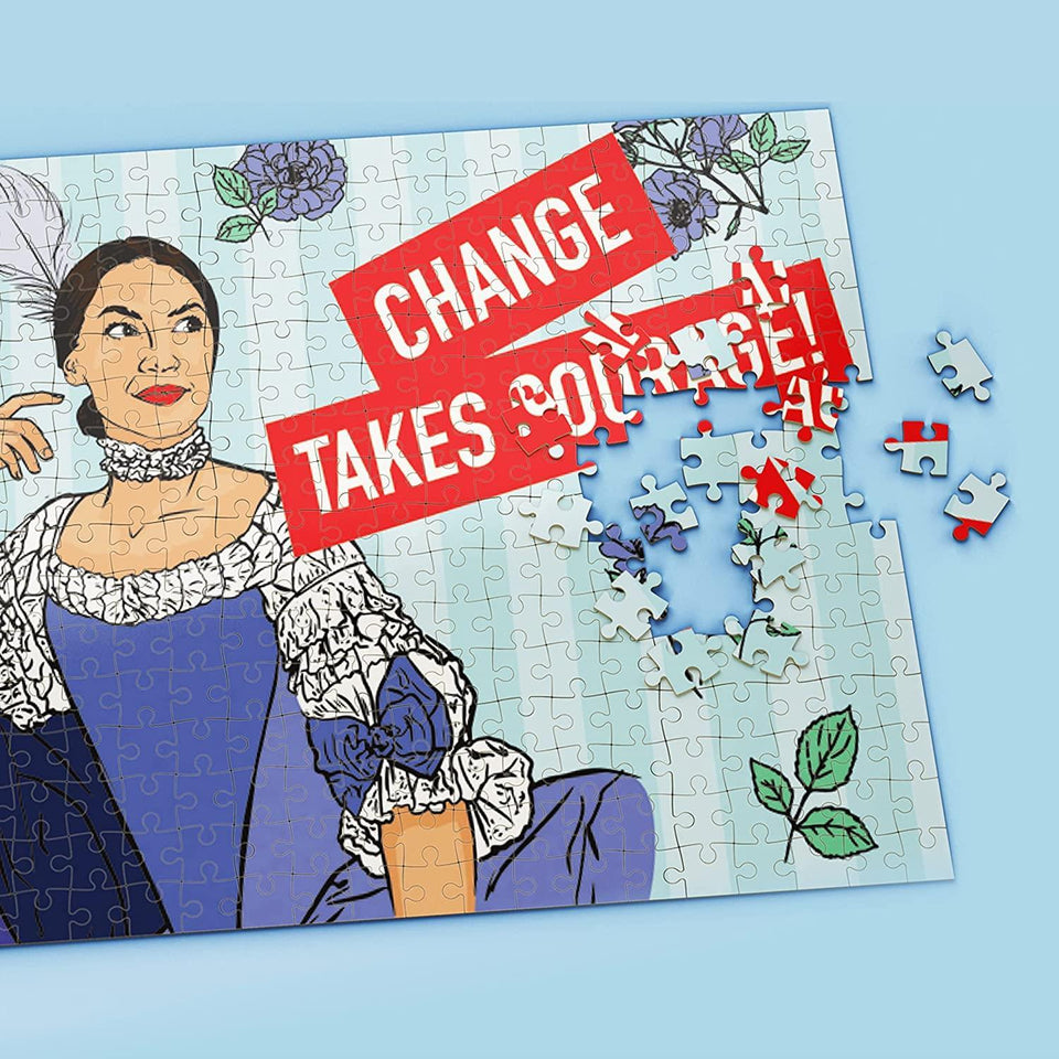 Alexandria Ocasio-Cortez AOC Puzzle 500pcs Women in Power Illustration Design All Ages Mighty Mojo