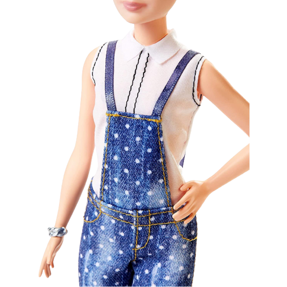 Barbie Fashionistas Girl Doll Petite Green Mohawk Denim Overalls Figure