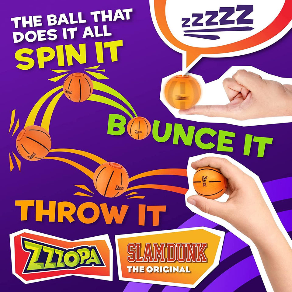Original ZZZOPA SlamDunk Fidget Stress Ball Mini Basketball Spin Bounce Throw Toy PMI International