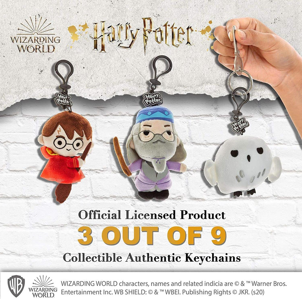 Harry Potter Plush Keychain 3pk Dumbledore Hedwig Hogwarts Zipper Pull Set PMI International