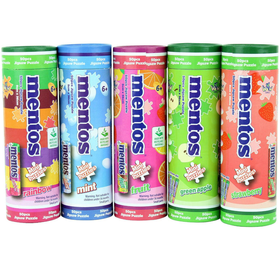 Mentos Mini Jigsaw Puzzle 5-pack 3"x10" Colorful Candy Bundle Set YWOW