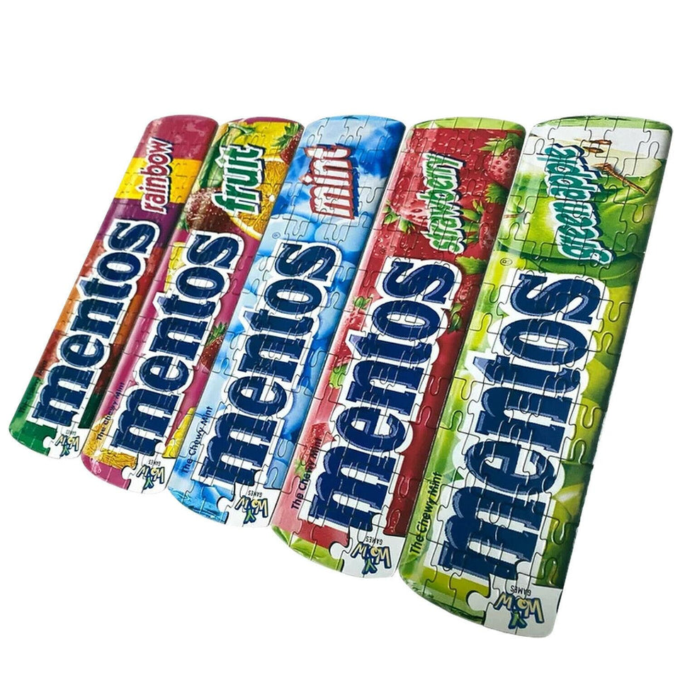 Mentos Mini Jigsaw Puzzle 5-pack 3"x10" Colorful Candy Bundle Set YWOW