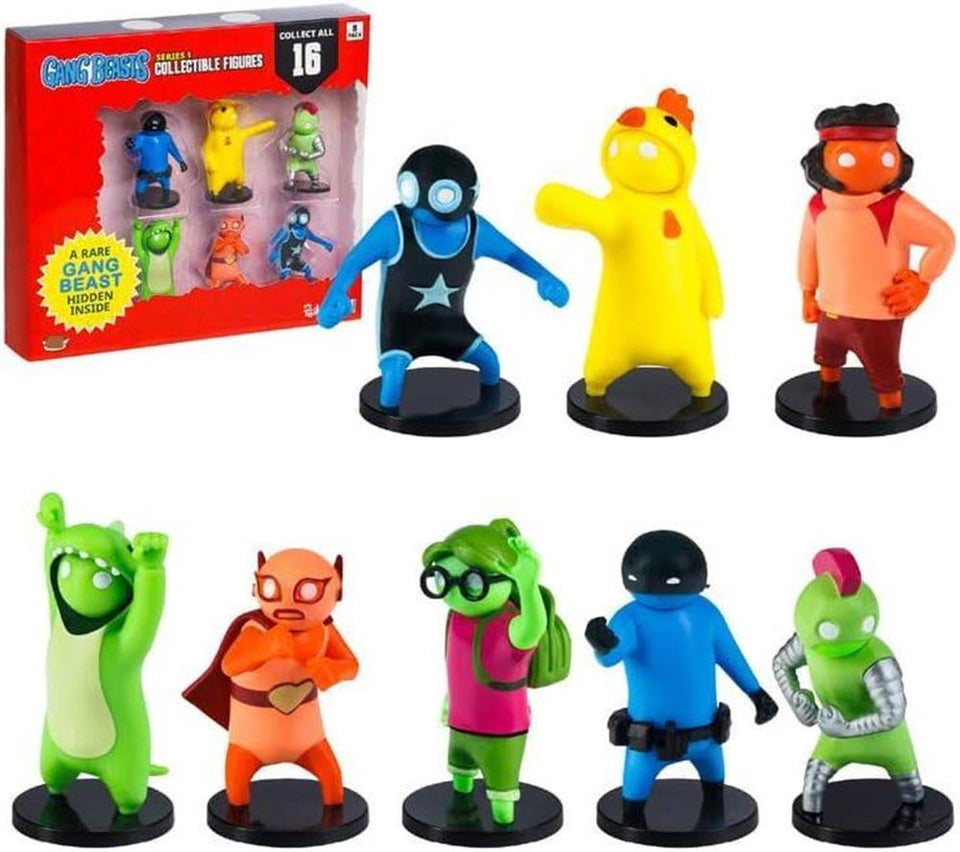 Gang Beasts Action Figures 8-Pack 2.5" Mini Superhero Wrestler Chicken Suit Cyborg PMI International