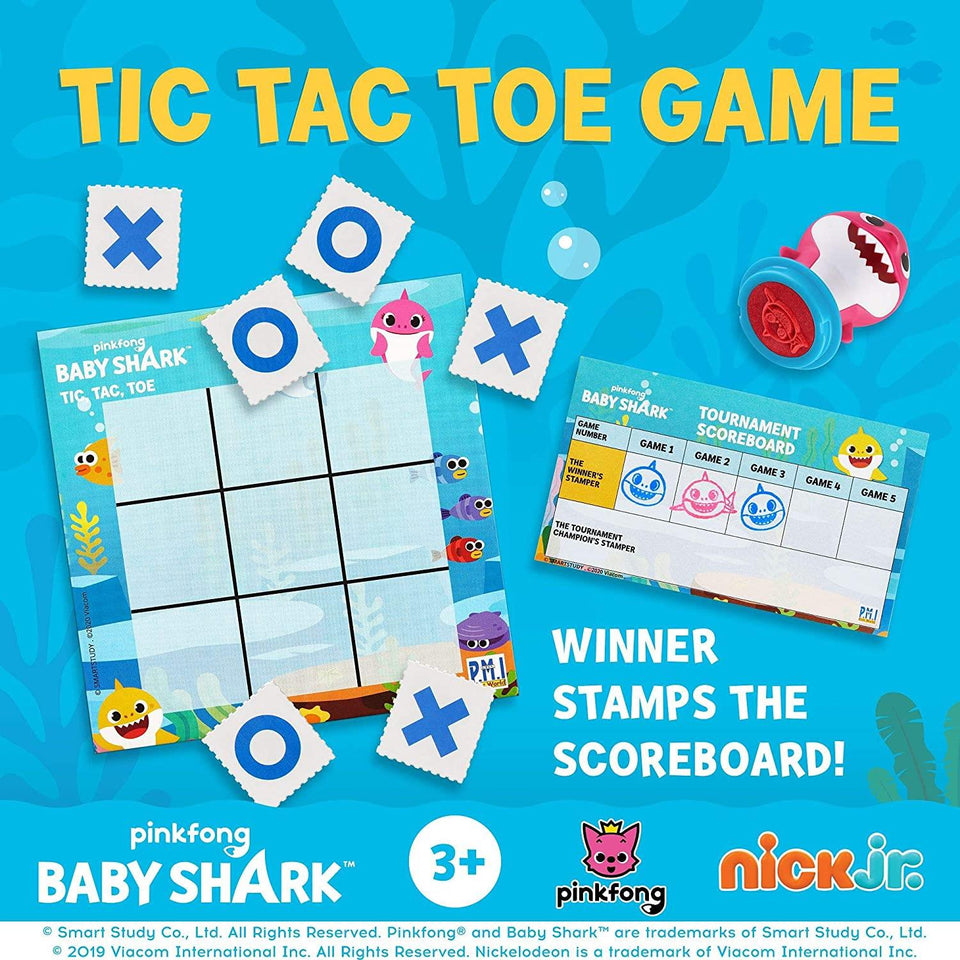 Baby Shark Game Board Set Tic-Tac-Toe Chutes & Ladders Stampers Figures Kids Playset PMI International