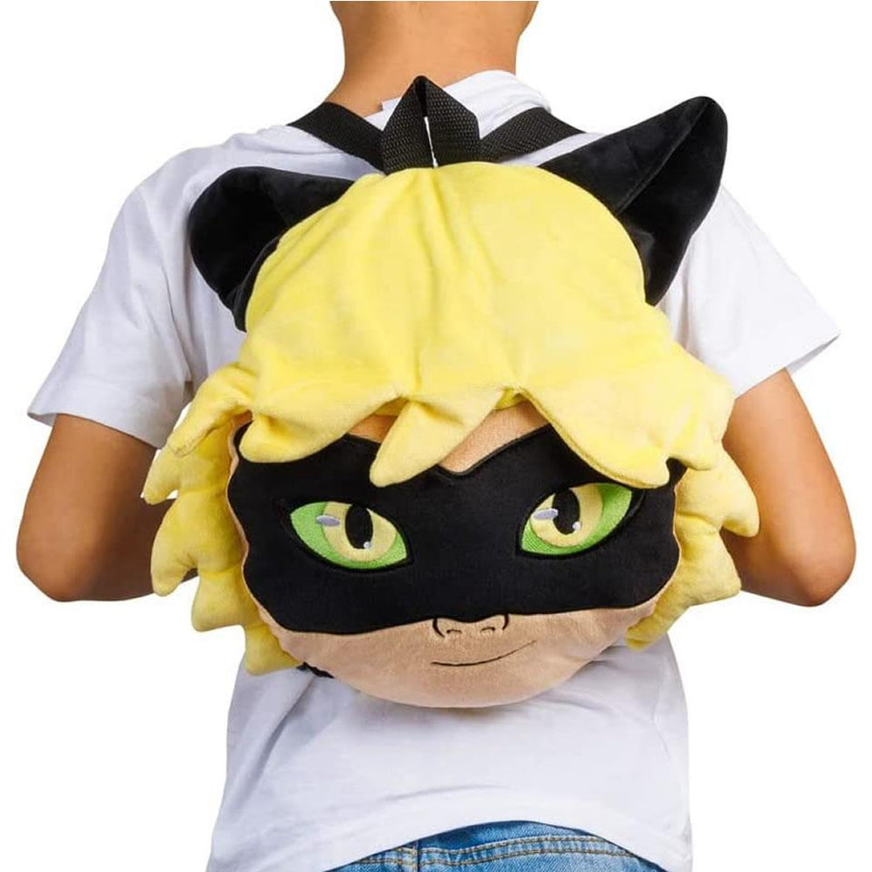 Miraculous Cat Nior Plush School Backpack 12" Playable Pillow Figure PMI International