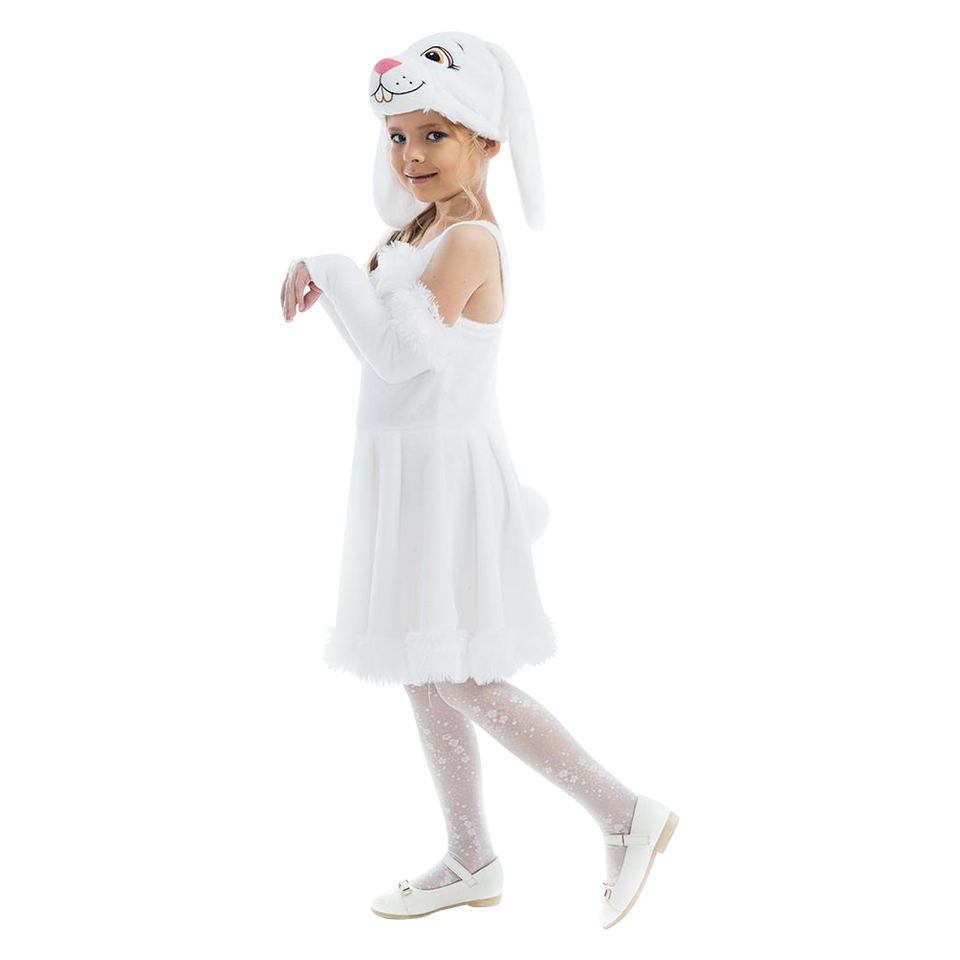 White Bunny Hoppy Girls Plush Animal Costume Dress-Up Play Kids - X-Small