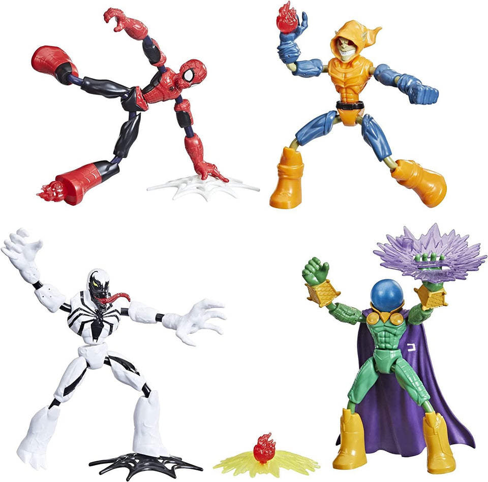 Spider-Man Marvel Bend & Flex Anti-Venom Mysterio Hobgoblin Heroes Figure Set Hasbro