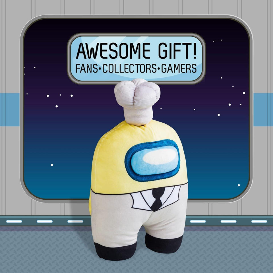 P.M.I. Among Us Plush Buddies Doll | Yellow Crewmate with Chef Hat - 8 Inches