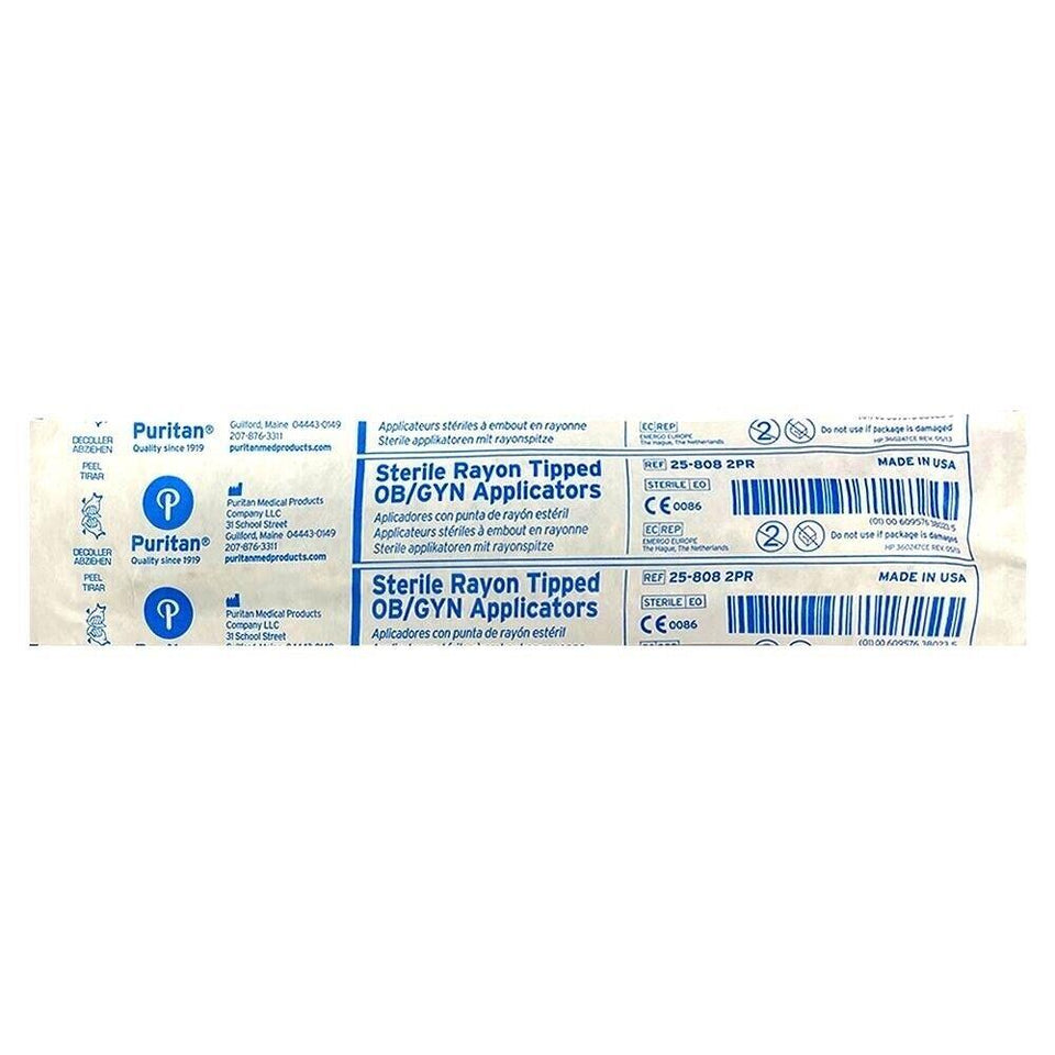 Puritan 8" Sterile OB/GYN Pair Applicator 25pks Swab Nose Mouth Throat Medical