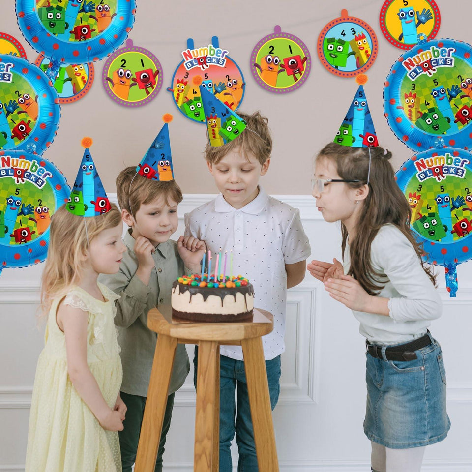 Numberblocks Party Supplies Kit, 31 Piece Birthday Party Set for 10 Guests with Plates, Cups, Napkins and Happy Birthday Banner
