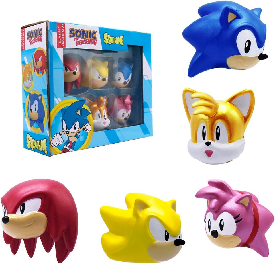 Sonic The Hedgehog SquishMe Series 1 Collectors Box 6-Pack: Stress Relief Toy, Party Favor & Fidget Toys for Kids - Entire Series 1 Set w/Sonic Figures, and Squishies