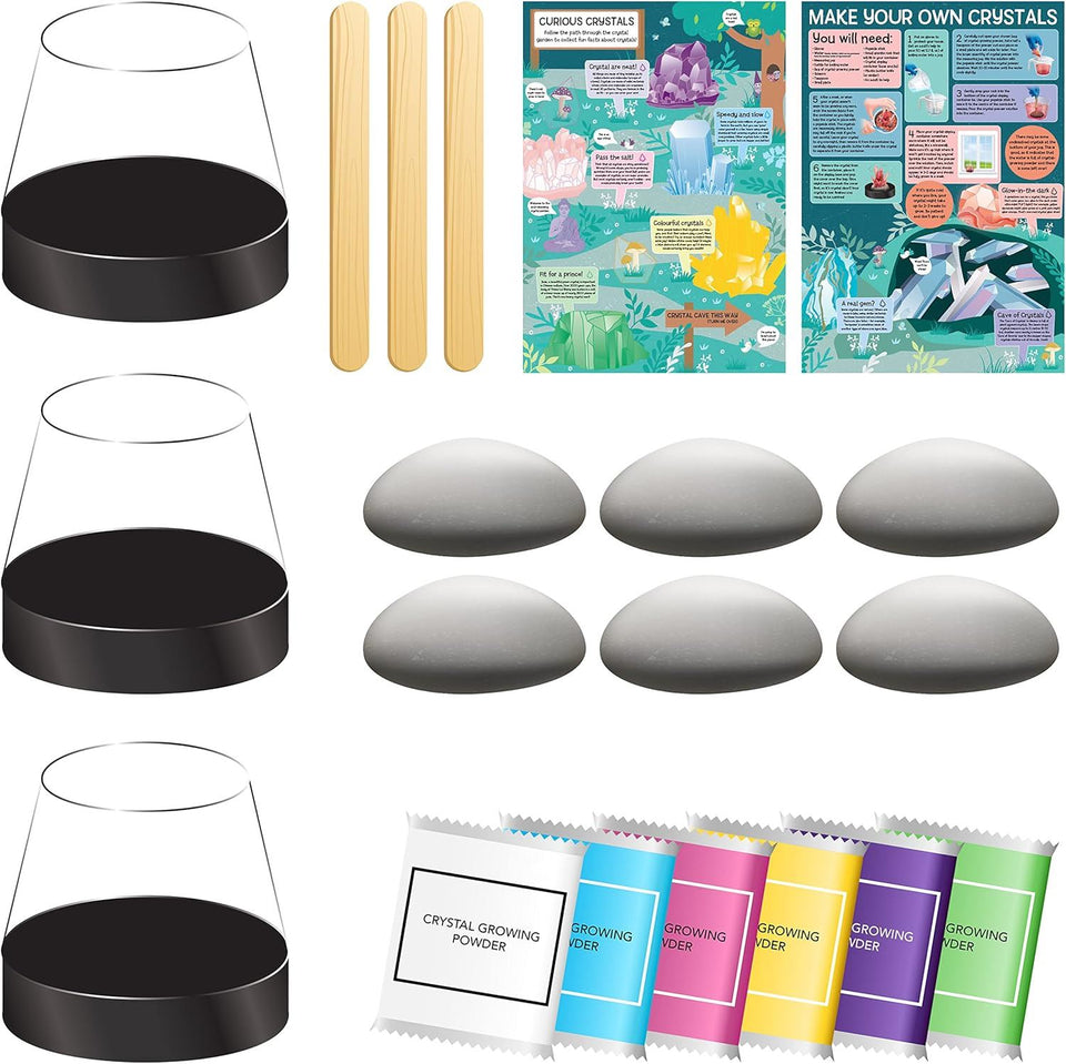 Hinkler Curious Universe - Crystal Growing Science Kit - DIY Science and Geology for Kids - Make Your Own Crystals and Display Them - Granite Rocks Included - STEM Skills for Kids Aged 8 to 14