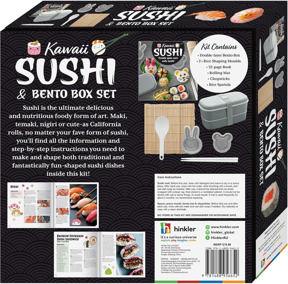 Hinkler: Kawaii Sushi & Bento Box Set - Learn to Make Cute Sushi, Japanese Cooking Kit, with Utensils, Rolling Mat, Rice Molds & More