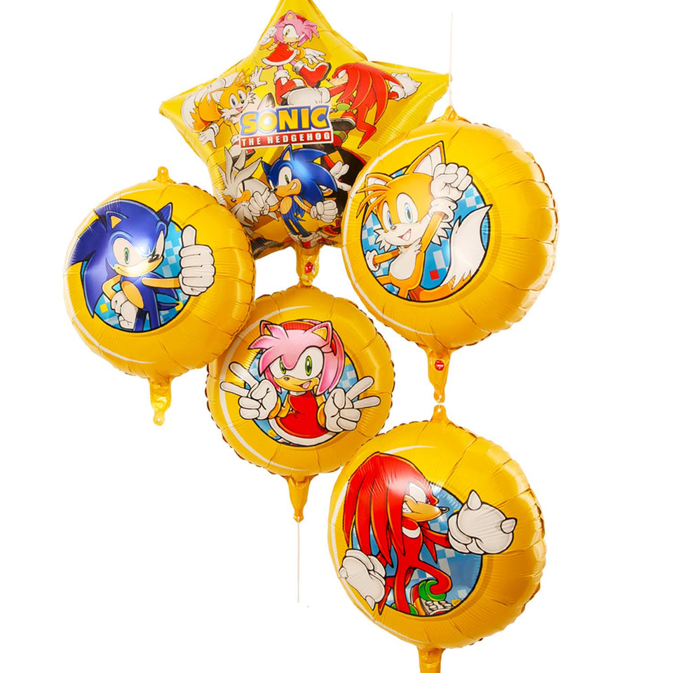 Sonic The Hedgehog Birthday Party Foil Balloons 5 Pieces Officially Licensed