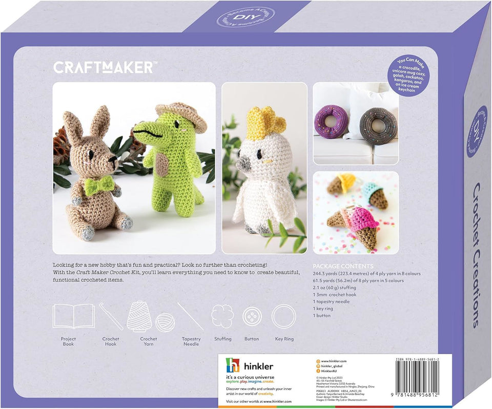 Craft Maker: Crochet Creations Kit - Learn to Crochet at Home, Mindful Craft Kit for Adults, Includes Yarn & Needles, Indoor Activity