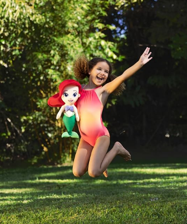 Wahu Aqua Pals Disney Classic Ariel Plush Water Toy for Kids Ages 2+, Fast-Drying Waterproof Plush Doll Toy for Pool and Bathtub, Large, Red/Green, 26"