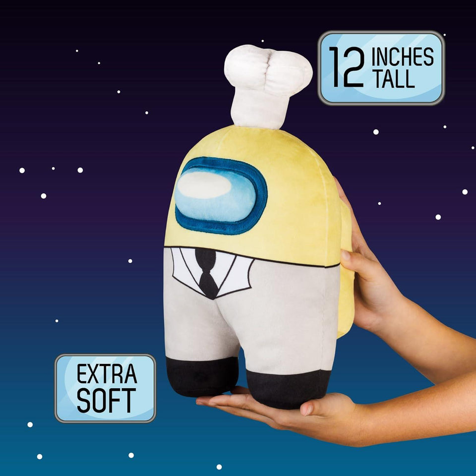 P.M.I. Among Us Plush Buddies Doll | Yellow Crewmate with Chef Hat - 8 Inches