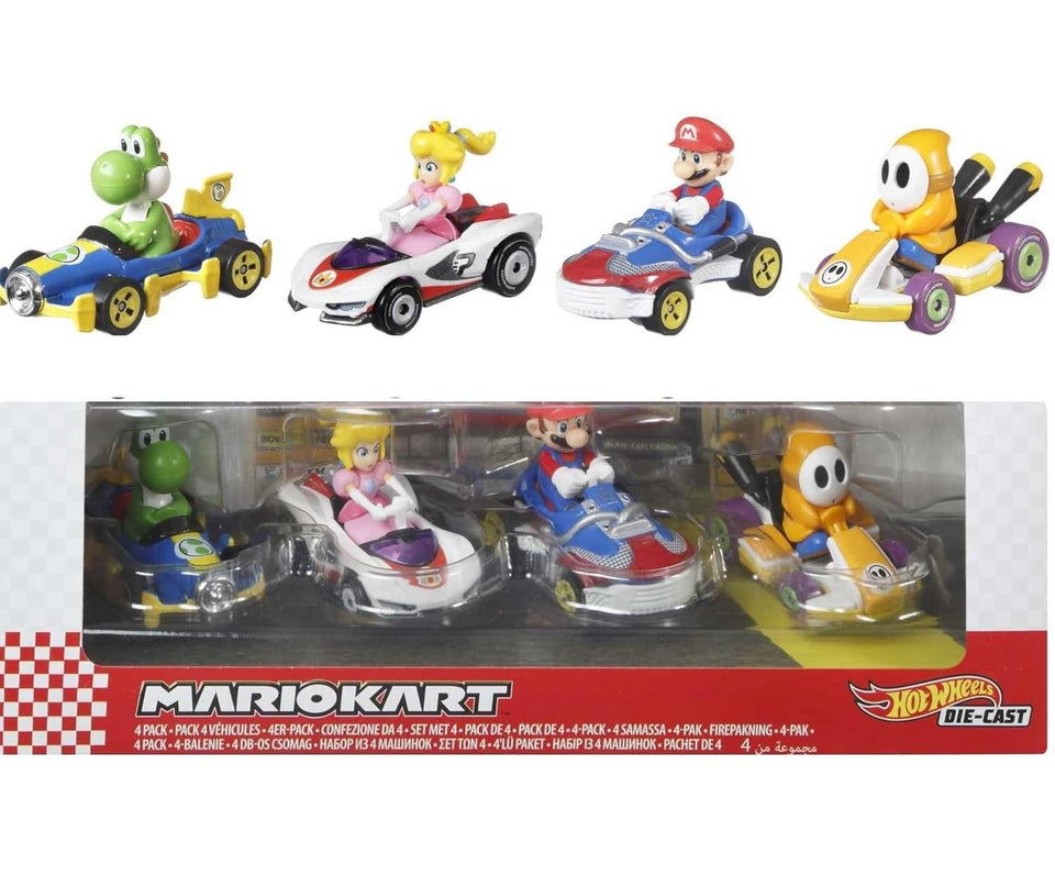 Hot Wheels Mario Kart Vehicle 4-Pack Fan-Favorite Characters