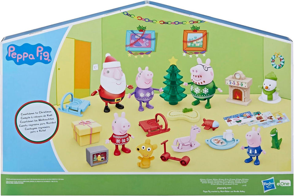 Peppa Pig Advent Calendar with 24 Surprise Toys and Stickers Including 5 Peppa Pig Figures, Preschool Toys for 3 Year Old Girls and Boys and Up