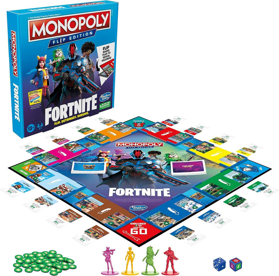 Monopoly Flip Edition: Fortnite Board Game, Monopoly Game Inspired by Fortnite, Ages 13+