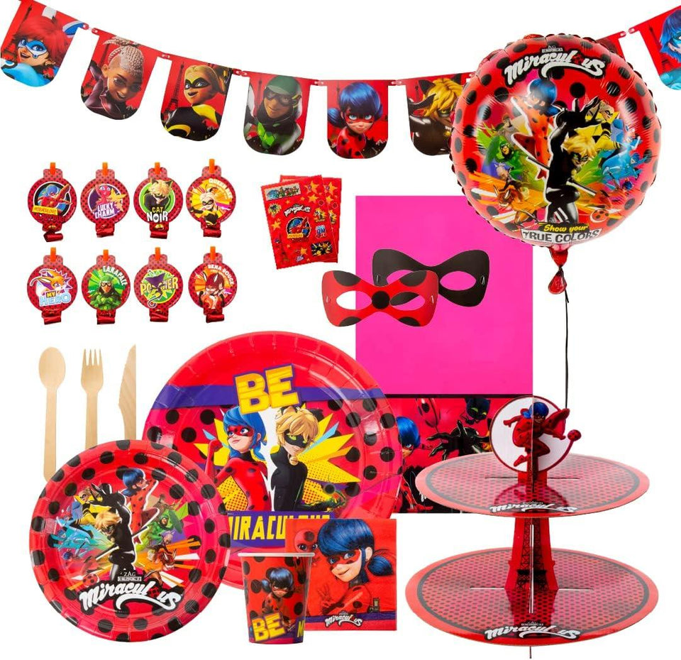 Miraculous Ladybug Party Balloon Set - 5 Count of 17 inch Foil Foil Balloons - Celebration, Birthday Party, Toddlers - Cat Noir - Party Supplies - Officially Licensed