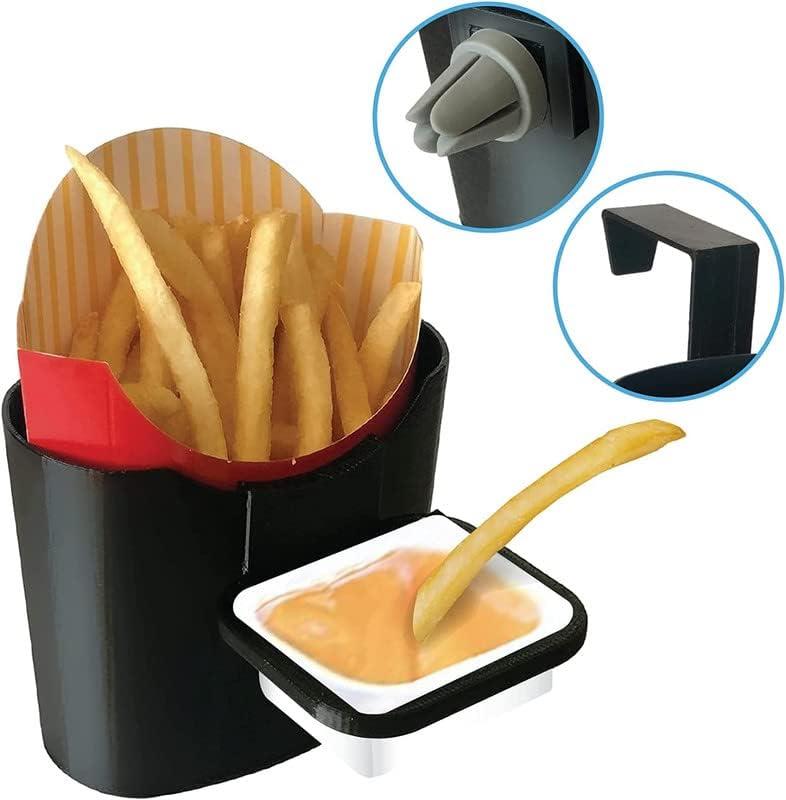 Vent N' Door Caddy French Fry & Sauce Holder Combo On The Go Car Door Clip Mighty Mojo