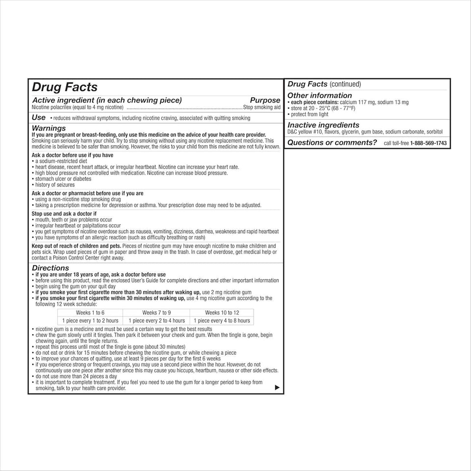 Nicorette Nicotine Gum Original 4mg 170ct