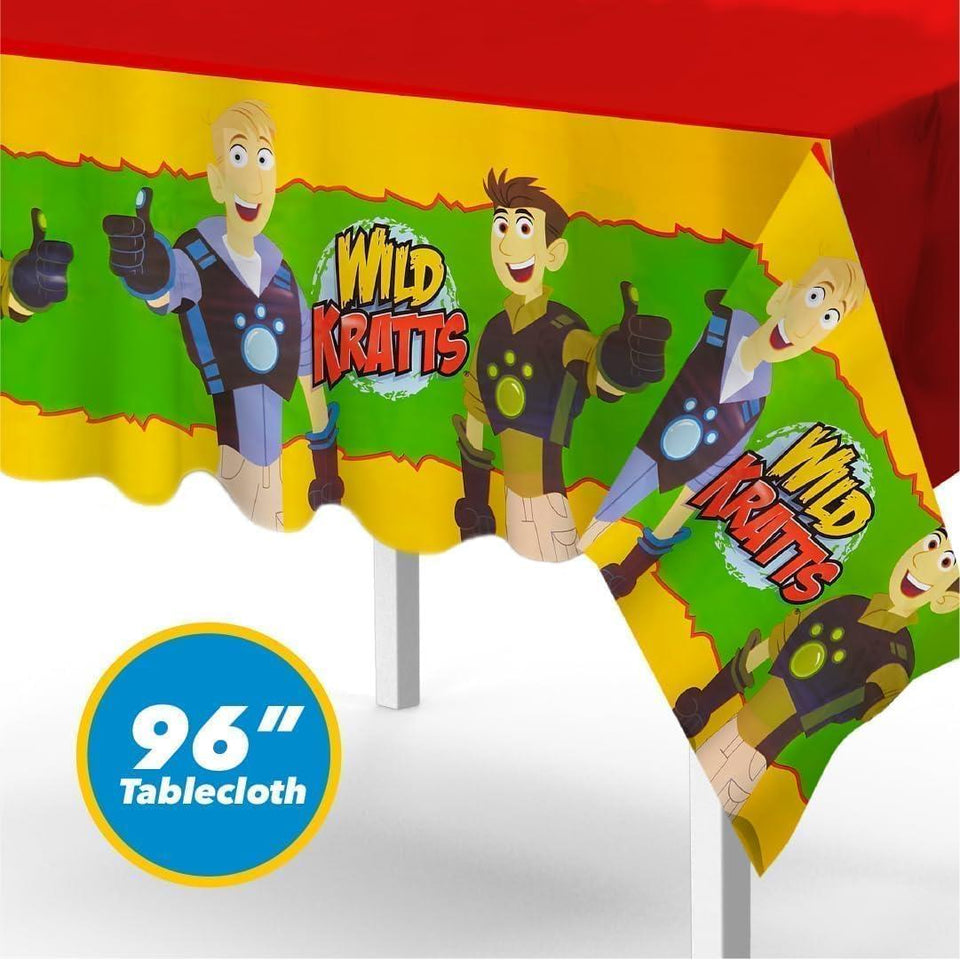 Wild Kratts Birthday Party Kit - 20 Plates, 20 Cups, 1 Tablecloth & 1 Banner - Educational Adventure Supplies