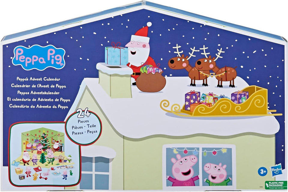 Peppa Pig Advent Calendar with 24 Surprise Toys and Stickers Including 5 Peppa Pig Figures, Preschool Toys for 3 Year Old Girls and Boys and Up