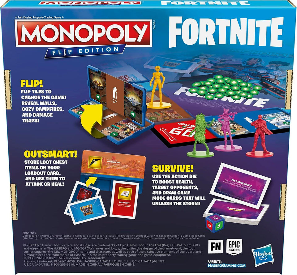 Monopoly Flip Edition: Fortnite Board Game, Monopoly Game Inspired by Fortnite, Ages 13+