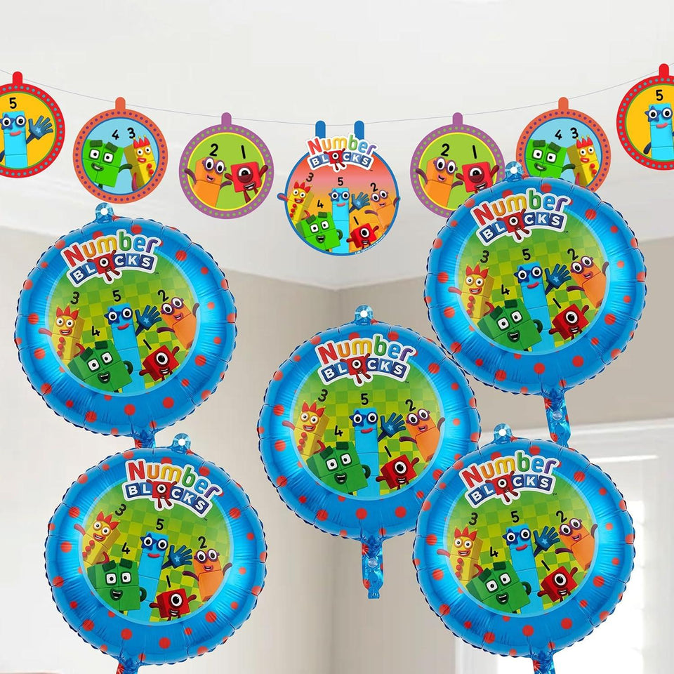 Numberblocks Deluxe Party Supplies Kit, 79 Piece Birthday Party Set for 10 Guests with Plates, Cups, Napkins, Decorations and Table Cover
