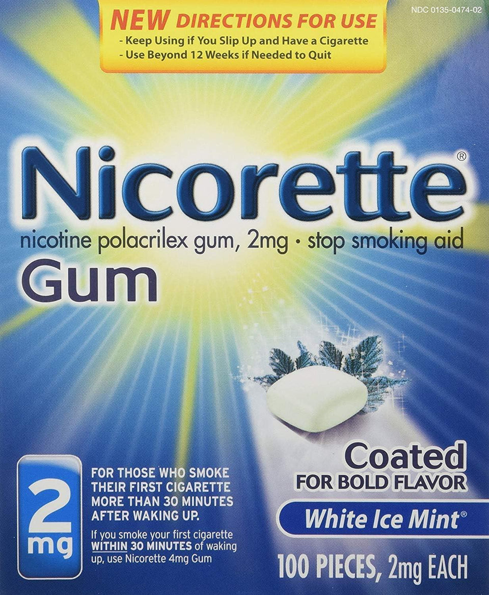 Nicorette Nicotine Gum White Ice Mint 2mg 100ct