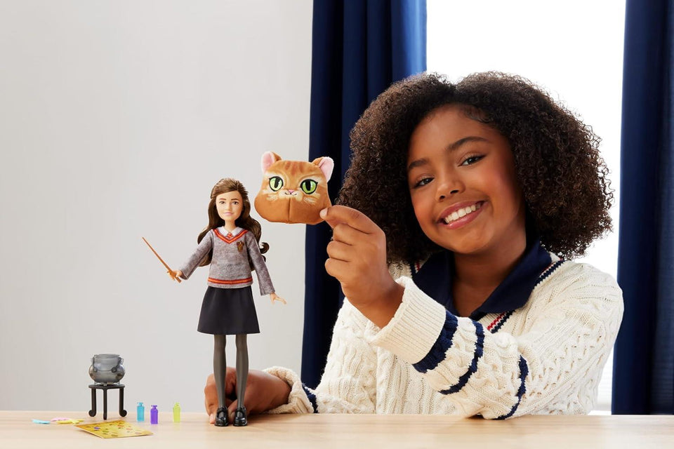 Mattel Harry Potter Toys, Polyjuice Potions Hermione Granger Doll & Playset, Movie-Inspired Hogwarts Uniform, 13 Accessories & Fizz