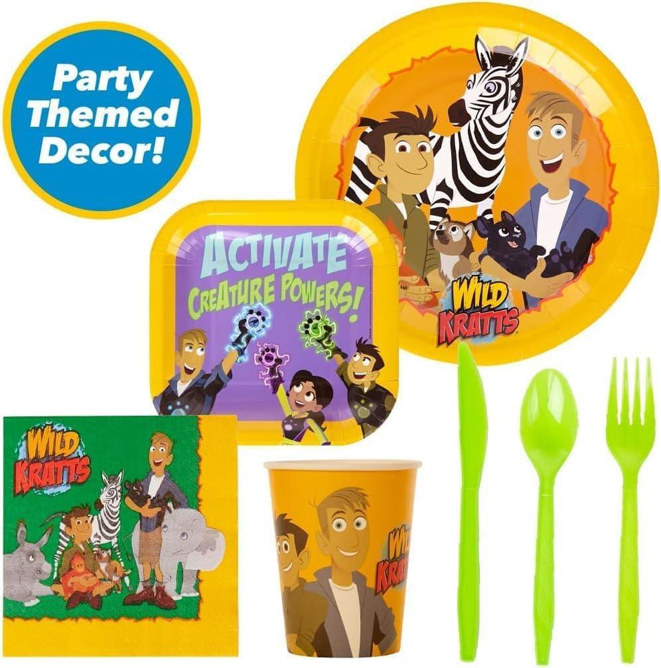 Wild Kratts Tablecloth 96-Inch Plastic Table Cover Official Kids Birthday Party