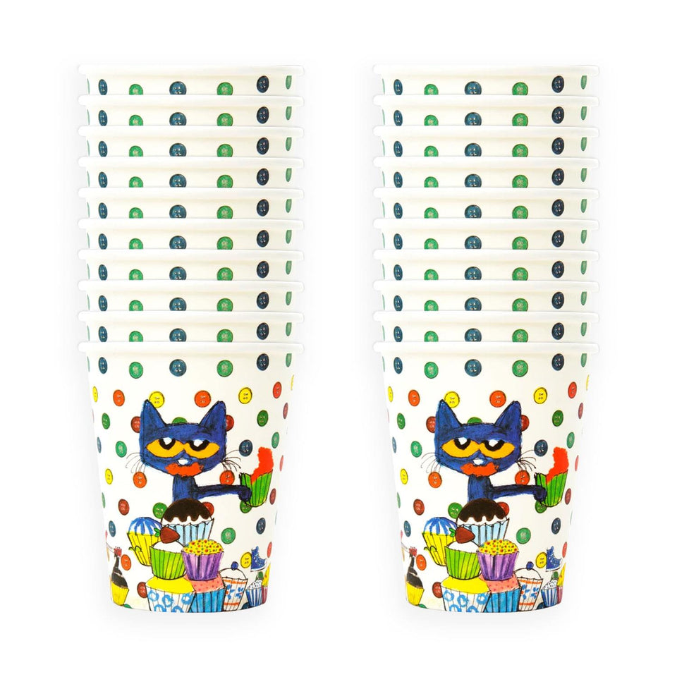 Pete the Cat Paper Cups, 9 Oz Birthday Party Cups, 20 Count, Disposable Drink Cups for Kids Parties and Celebrations Officially Licensed