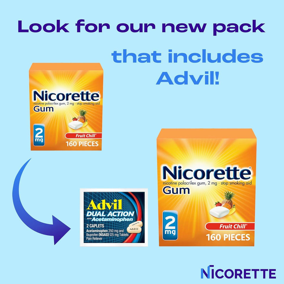 Nicorette Nicotine Gum Fruit Chill 2mg 160ct
