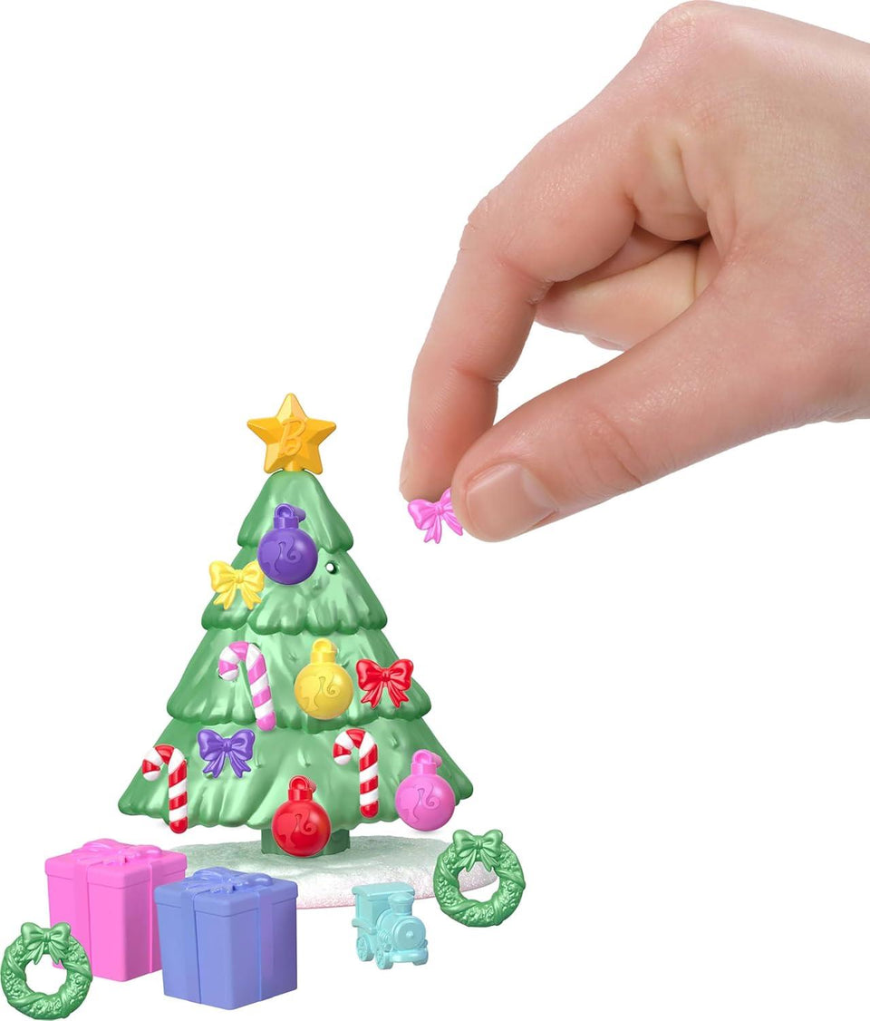 Barbie Mini Land Collectible Advent Calendar with 1.5-Inch Dolls & 24 Days of Surprises, Winter Village Play Areas for Storytelling Fun