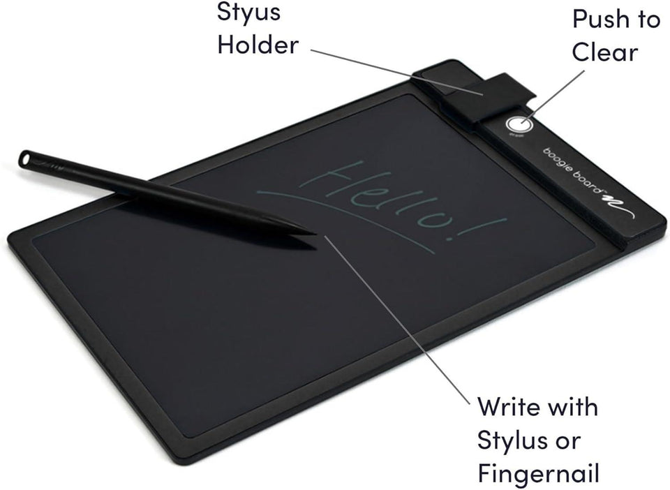 Boogie Board Basics Reusable Writing Pad - Digital Drawing Tablet, LCD Writing Pad with Instant Erase, Includes Stylus Pen (BLACK)