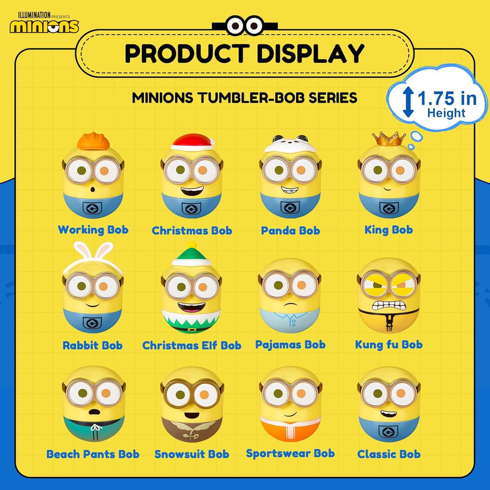 Minions Blind Box Figures, Mini Wobbler Toy Action Figures for Home Decor Desk Accessories, Despicable Me Collectible Toys for Adults & Kids Ages 3+, Tumbler Bob Series