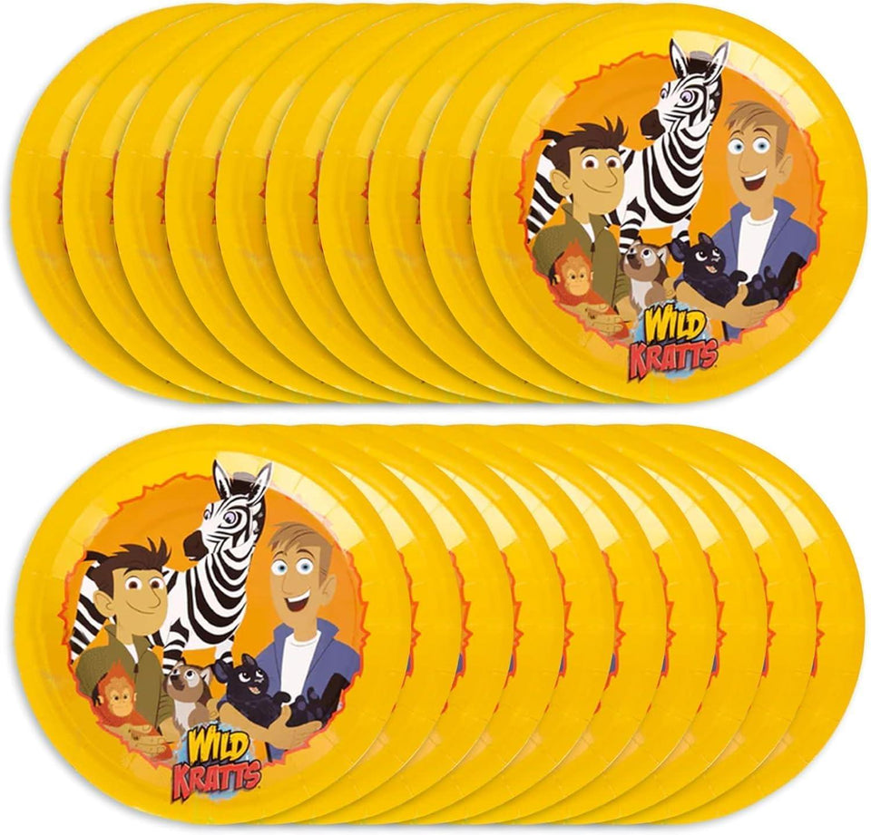 Wild Kratts Birthday Party Kit - 20 Plates, 20 Cups, 1 Tablecloth & 1 Banner - Educational Adventure Supplies