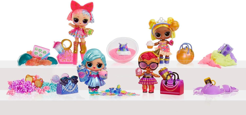 LOL Surprise Big Party With 4 Collectible Dolls, 40+ Surprises, 100 Value, 6 Unboxing Experiences, Fashions, Sand, Gel Crush, Shell Smash, Fluff, Party Confetti, Crunch Beads, Gift for Girls