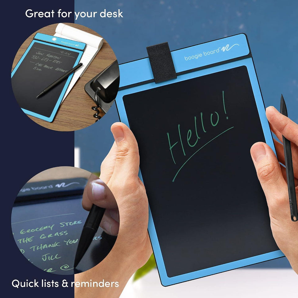Boogie Board Basics Reusable Writing Pad - Digital Drawing Tablet, LCD Writing Pad with Instant Erase and Stylus Pen - Perfect for Writing, Drawing, and Note-Taking (CYAN)