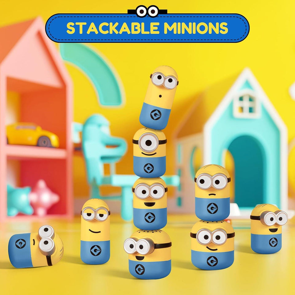 Minions Blind Box Action Figures 3 Pcs, Mini Collectible Stacking Toys for Home Decor Desk Accessories, Despicable Me Gifts for Adults & Kids Age 3+, Q-Topping Classic Series, 3 Blind Bag